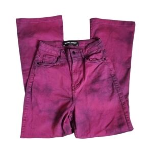 Social Tourist Jeans Womens 26 High Rise Flare Leg Pink‎ Purple Tie Dye